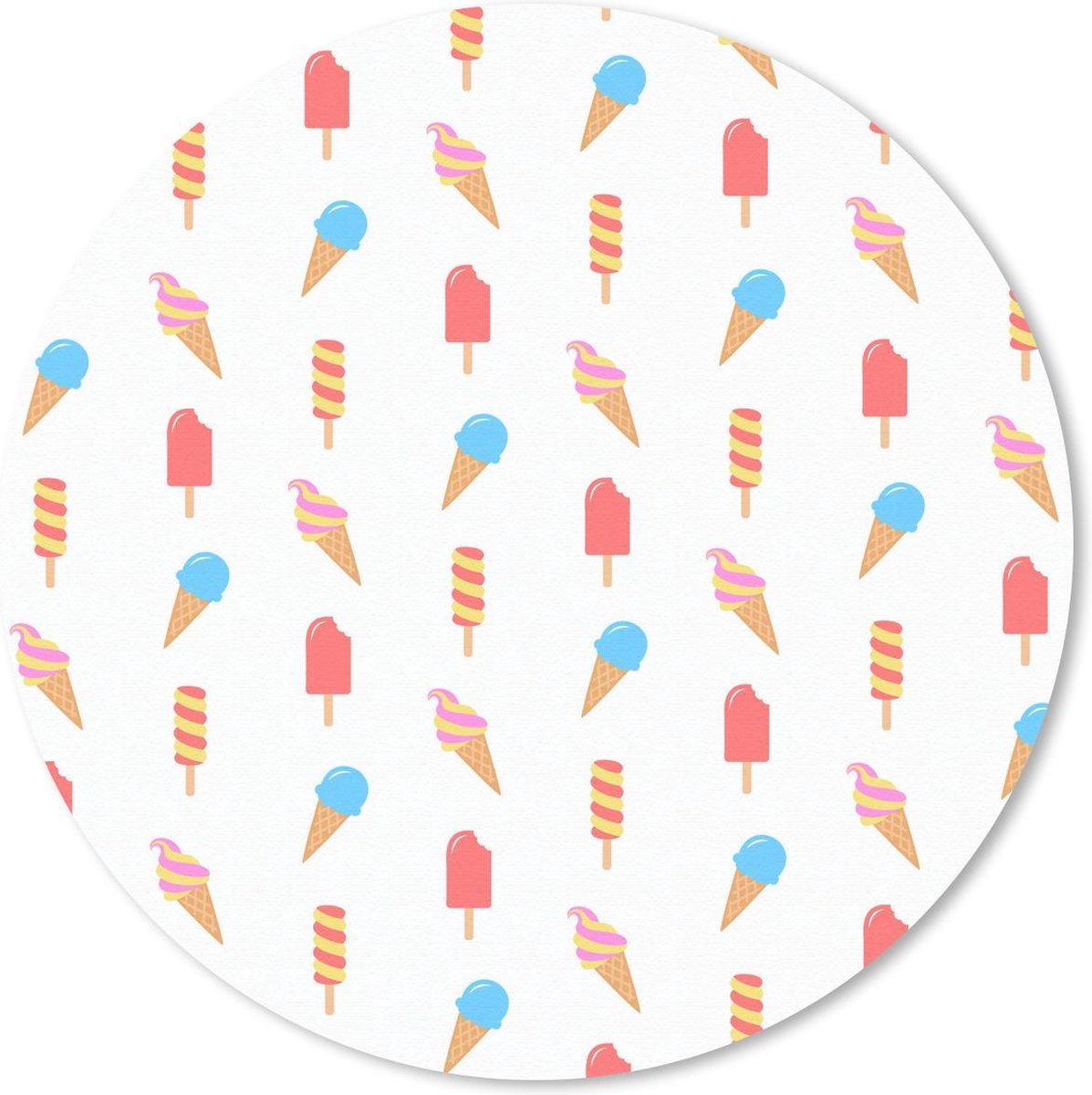 Muismat rond 50x50 cm - Mousepad IJs - Patroon - Zomer - Ronde muismatten