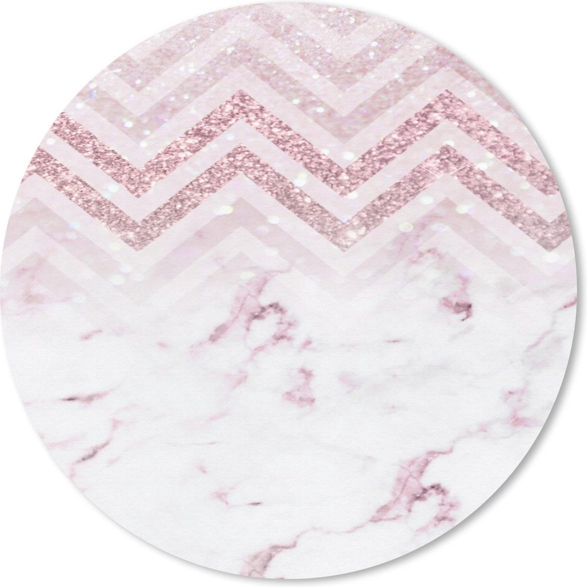 Muismat rond 50x50 cm - Mousepad Marmer - Driehoek - Roze - Ronde muismatten