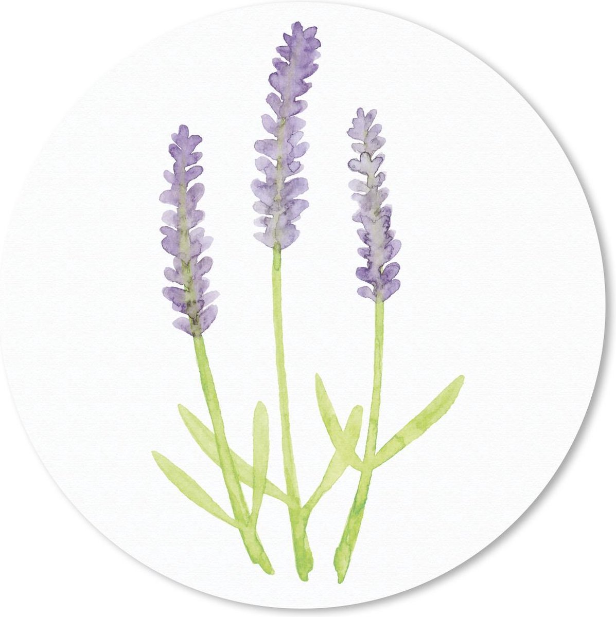 Muismat rond 40x40 cm - Mousepad Lavendel - Aquarel - Planten - Ronde muismatten