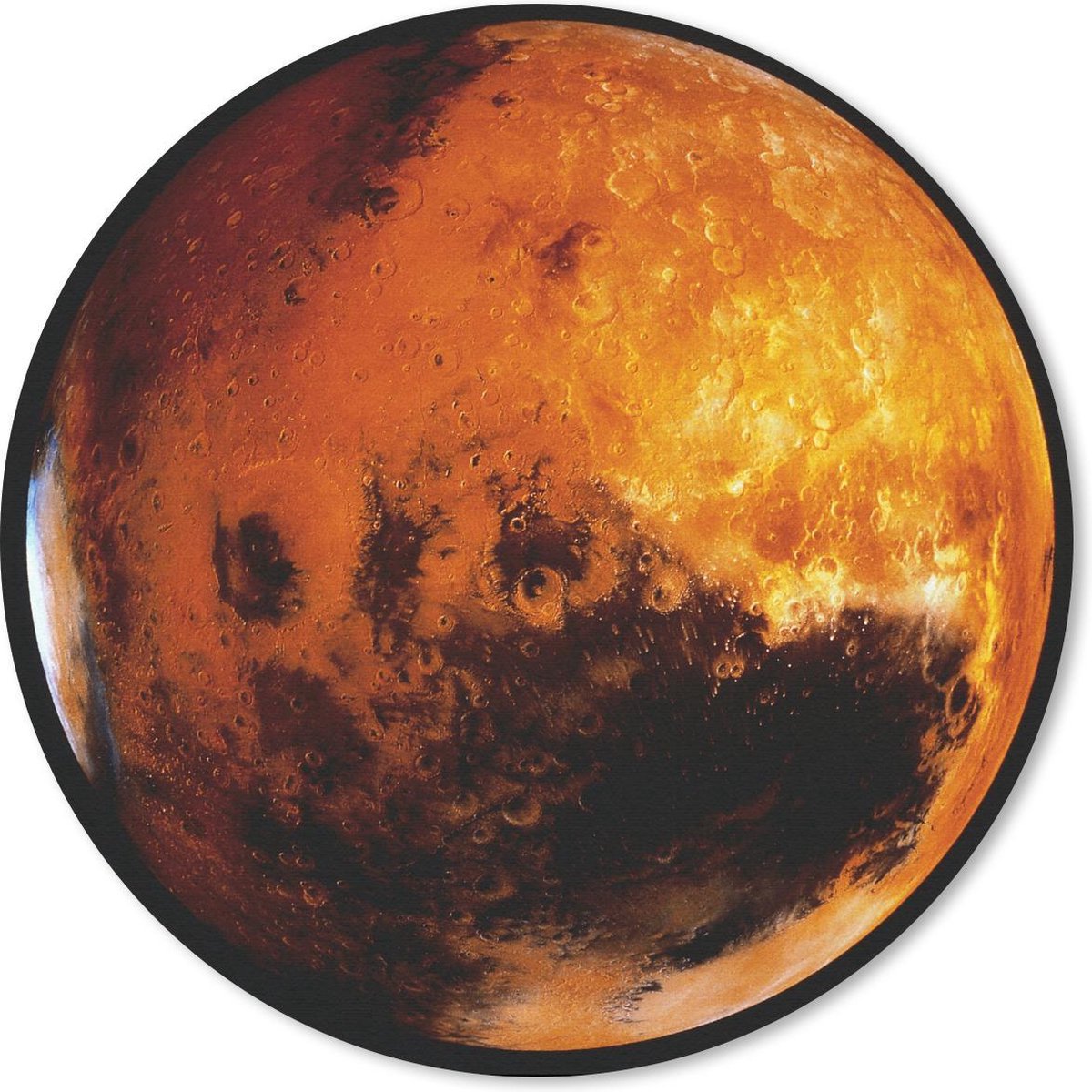 Muismat rond 40x40 cm - Mousepad De planeet Mars in een donkere hemel - Ronde muismatten