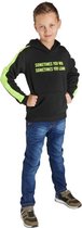 Jongens trui hoodie zwart/neon  'Sometimes You...' | Maat 116/ 6Y