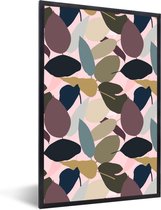 Fotolijst incl. Poster - Tropisch - Bladeren - Roze - 20x30 cm - Posterlijst