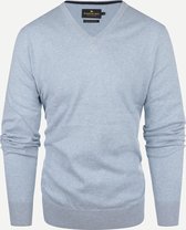 Steppin' Out Herfst/Winter 2021 Trui Cotton Cashmere Vneck Mannen - Regular Fit - Katoen - Blauw (L)