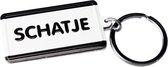 sleutelhanger Schatje 13,5 x 4,5 cm staal zwart/wit