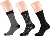 sokken Fashion stippen heren katoen zwart 3 paar mt 39/42