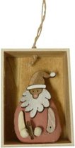 hangfiguur kerstman 27 cm hout/textiel roze/blank