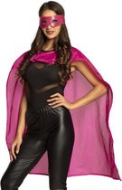 verkleedcape en -masker superheld dames roze