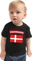 Danmark baby shirt met vlag zwart jongens en meisjes - Kraamcadeau - Babykleding - Denemarken landen t-shirt 80 (7-12 maanden)