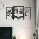 Metalen Wanddecoratie - Face Tree - Large - Drieluik (Metaal Gezichten Bomen Schilderij) Wanddecoratie - Gezichten Uit Takken En Bomen 3 Delen - Wall Art - Muurdecoratie