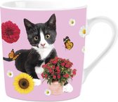 mok Black & White cat 240 ml porselein wit