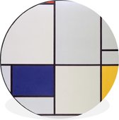 WallCircle - Wandcirkel - Muurcirkel - Tableau I - Piet Mondriaan - Aluminium - Dibond - ⌀ 140 cm - Binnen en Buiten