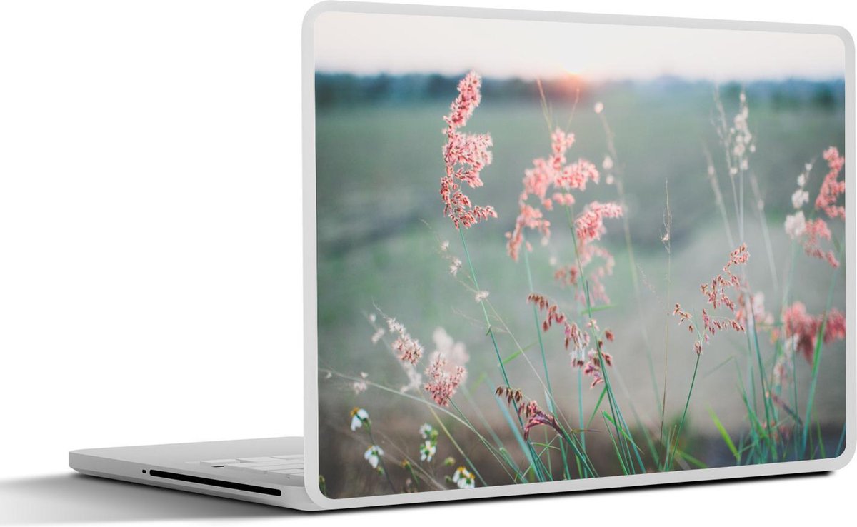 Laptop sticker - 13.3 inch - Bloemen - Water - Roze - 31x22,5cm - Laptopstickers - Laptop skin - Cover