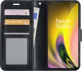 Hoes Geschikt voor OnePlus Nord 2 Hoesje Book Case Hoes Flip Cover Wallet Bookcase - Zwart