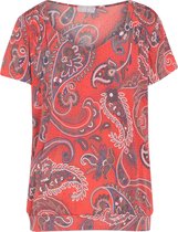 Cassis - Female - T-shirt in tricot met kasjmierprint  - Rood