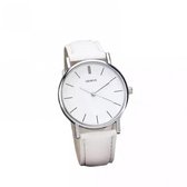 Hidzo Horloge Geneve ø 37 mm - Wit - Kunstleer