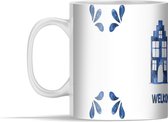 Mok - Welkom Thuis - Blauw - Wit - 350 ml - Beker