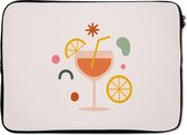 Laptophoes 13 inch - Cocktail - Rietje - Fruit - Laptop sleeve - Binnenmaat 32x22,5 cm - Zwarte achterkant