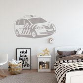 Muursticker Politie Auto -  Zilver -  80 x 45 cm  -  baby en kinderkamer - Muursticker4Sale