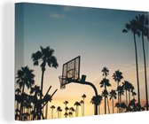 Canvas Schilderij Los Angeles - Licht - Basketbal - 90x60 cm - Wanddecoratie