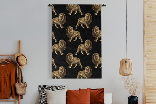 Tapisserie - Tapisserie - Motifs - Lion - Or - Zwart - 120x180 cm - Tapisserie