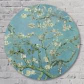 Amandelbloesem - Vincent van Gogh - 50 cm Forex Muurcirkel - Bloemen en Planten - Wanddecoratie - Rond Schilderij - Wandcirkel