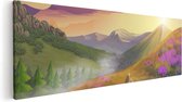 Artaza Canvas Schilderij Lavendel Bloemen In De Bergen - Abstract - 90x30 - Foto Op Canvas - Canvas Print