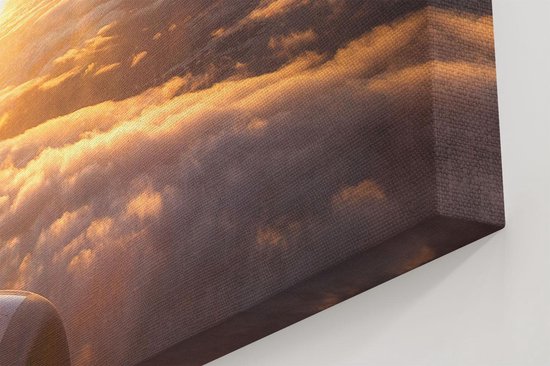 Artaza - Peinture sur toile - Avion dans le ciel avec le soleil - 50x50 - Photo sur toile - Impression sur toile