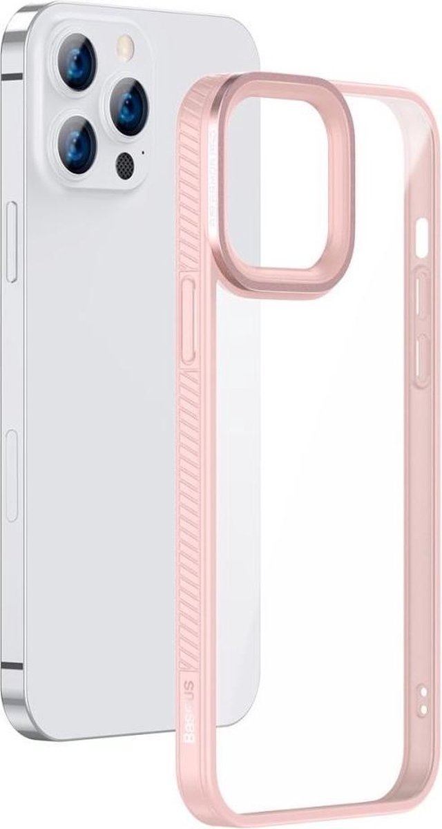 Baseus Apple iPhone 13 Pro Max Hoesje Back Cover TPU Transparant Roze
