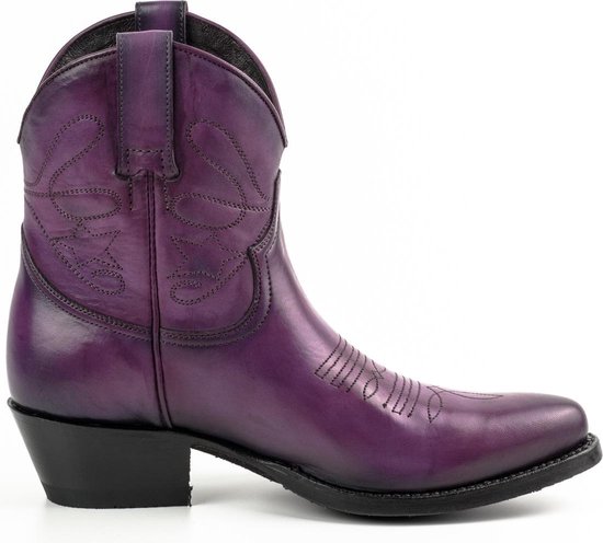 Mayura Boots 2374 Vintage Paars/ Dames Cowboy fashion Enkellaars Spitse Neus Western Hak Echt Leer Maat EU 38