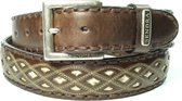 Sendra Boots Riem 8680 Bruin Dames Heren Riem Gekleurd Sierstiksel Verwisselbare Gesp Handgemaakt Cowboy Western Ibiza Bohemian 4cm Brede Jeans Broekriem Echt Leer Maat 105