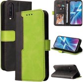 Voor vivo Y17 / Y15 / Y12 / Y11 / Y3 / U10 / U3x Zakelijke stiksels-kleur Horizontale Flip PU lederen tas met houder & kaartsleuven & fotolijst (groen)