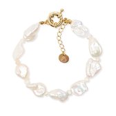 Armband Baroque Freshwater Pearls Goud | 18 karaat gouden plating | Messing | Parelarmband - 15 cm + 3 cm extra | Buddha Ibiza