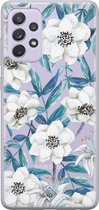 Samsung A72 transparant hoesje - Bloemen / Floral blauw | Samsung A72 case | blauw | Casimoda