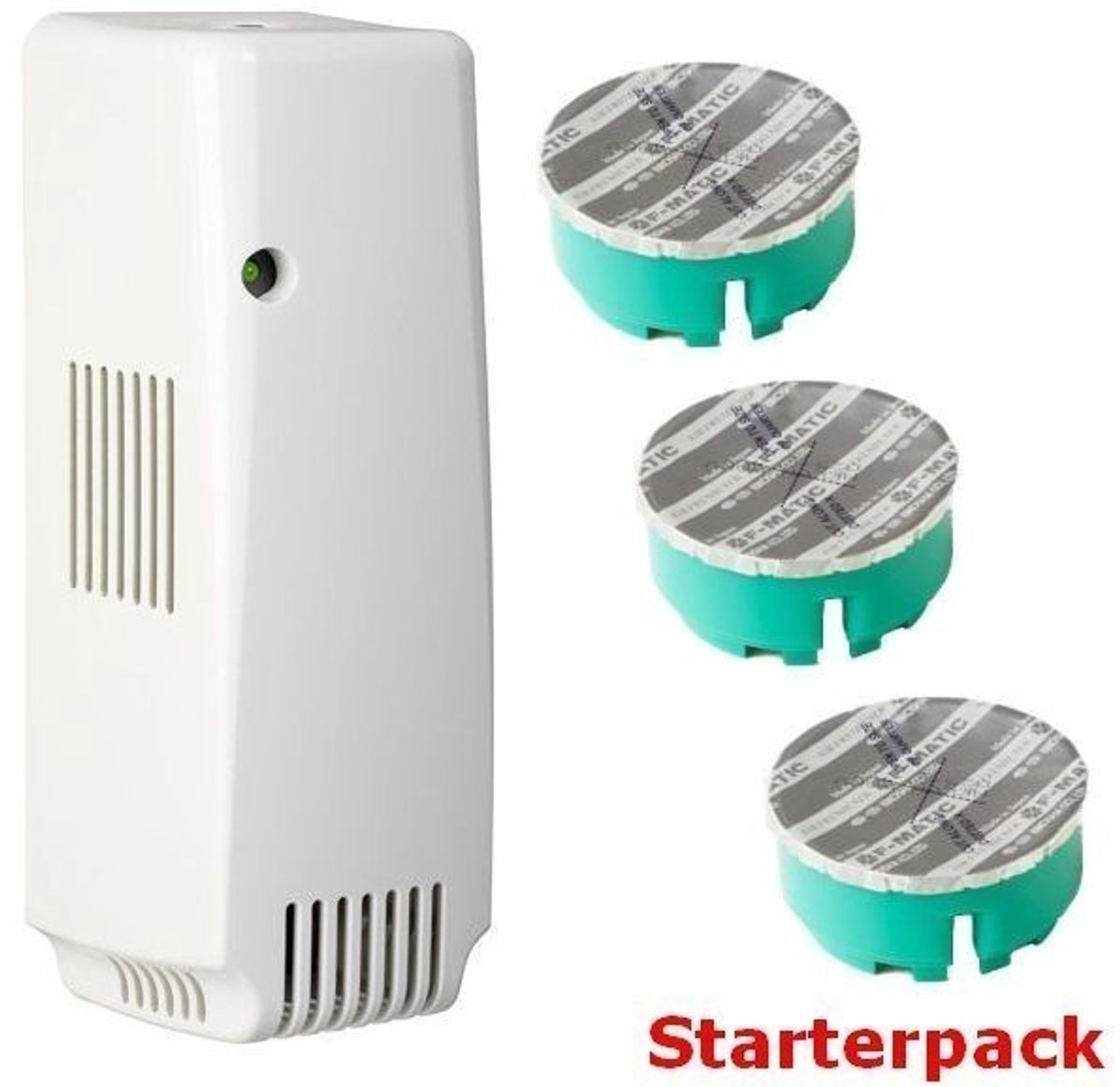 SET: Smart Air dispenser, aerosolvrije dispenser + 3 geurcartidges, appel, perzik, limoensoda