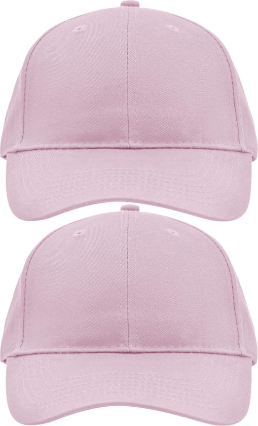 2x stuks 6-panel baseball lichtroze caps/petjes