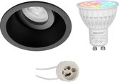 Mi-Light MiBoxer - LED Spot Set GU10 - Smart LED - Wifi LED - Slimme LED - 4W - RGB+CCT - Aanpasbare Kleur - Dimbaar - Pragmi Zano Pro - Inbouw Rond - Mat Zwart - Kantelbaar - Ø93mm