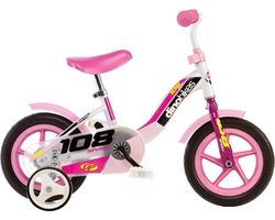 Dino 108l-girl - Kinderfiets 10 Inch - van 1 tot 3 Jaar - Meisjesfiets Wit/Roze