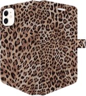 Apple iPhone 11 Hoesje - Portemonneehoesje  - Met pasjeshouder - Met Dierenprint - Luipaard Patroon - Bruin