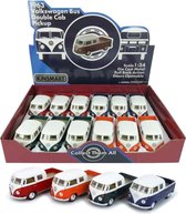 KINSMART VW BUS DOUBLE CAB PICKUP 1963 12st. in tray  p/st. €  4 colors schaalmodel 4,5"