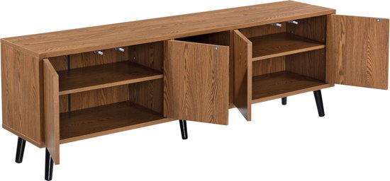 Meuble TV Hedemora occupé et ouvert 140x30x45,5 cm couleur bois