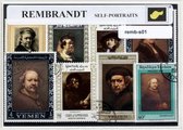 Rembrandt zelfportretten – Luxe postzegel pakket (A6 formaat) : collectie van verschillende postzegels van Rembrandt van Rijn – kan als ansichtkaart in een A6 envelop - authentiek