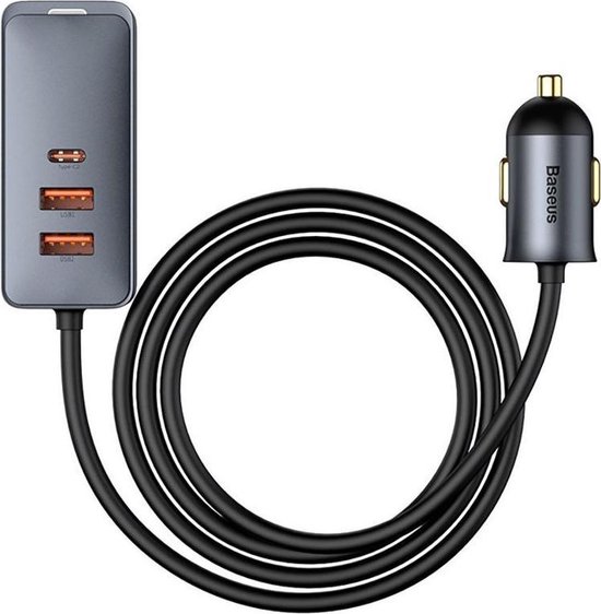 Baseus Auto Snellader 120W met 2 USB en 2 USB-C Fast Charge Poorten