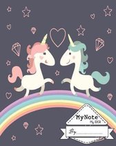 Notebook: My Note My Idea,8 x 10, 110 pages: Couple Unicorn