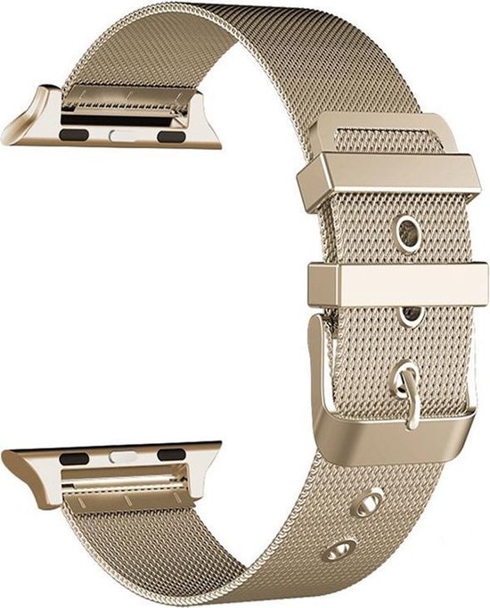 By Qubix Milanese met gesp bandje - Vintage goud - Geschikt voor Apple Watch 38mm - 40mm - 41mm - Compatible Apple watch bandje - smartwatch bandje