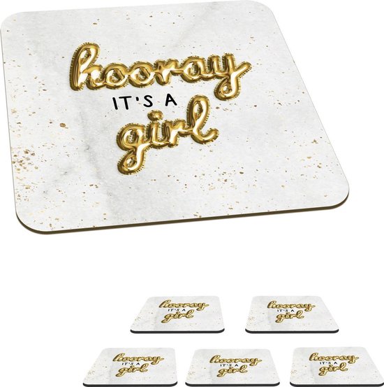 Onderzetters Voor Glazen Spreuken Hooray Its A Girl Spreuken Meisje 10x10 Bol 