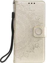 Shop4 - iPhone 13 mini Hoesje - Wallet Case met Pasjeshouder Mandala Patroon Goud