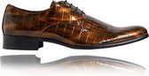 Bronzer Croco - Maat 47 - Lureaux - Kleurrijke Schoenen Voor Heren - Veterschoenen Met Print