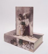 Boek doos - Canvas  opbergdoos, set van 2 - Twee kinderen