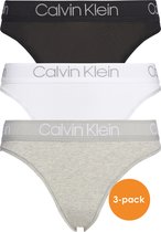 Calvin Klein dames tanga slips (3-pack) - met hoge beenuitsnijding - zwart - wit en grijs - Maat: XS