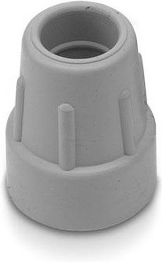 Grijze dop voor wandelstok of elleboogkruk van 22 mm met ribbels.